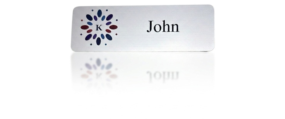Acrylic Name Tag Small — Satin Brush Silver