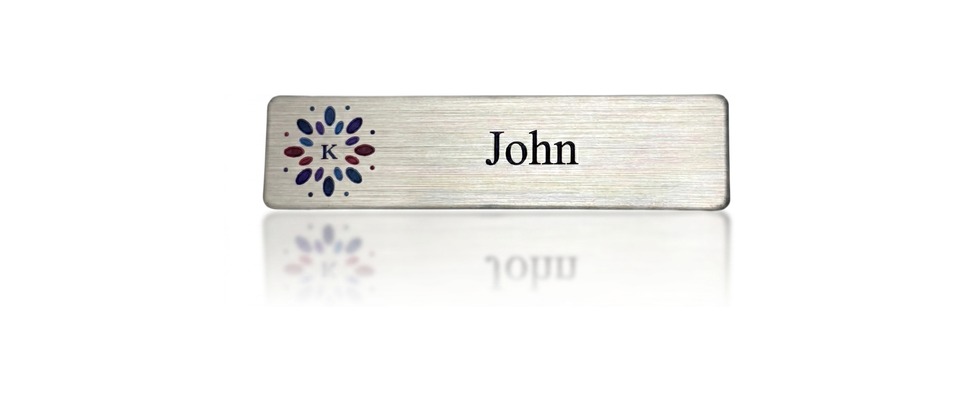 Metal Name Tag Small — Satin Brush Silver